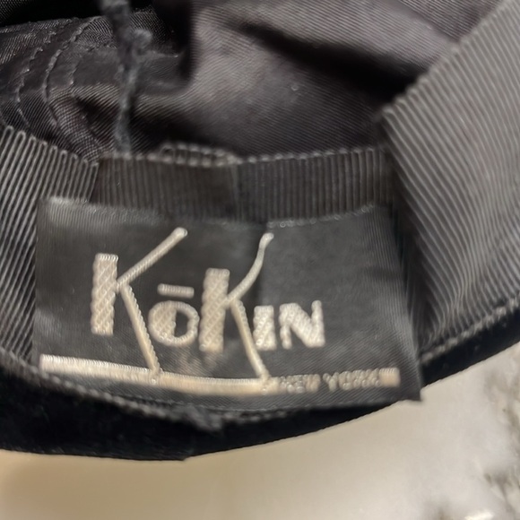 Vintage Kokin New York Bucket Hat Black Velvet Rhinestones - Picture 7 of 7